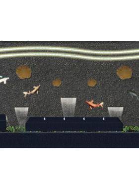 石材瀑布鱼池简约现代风创意装饰