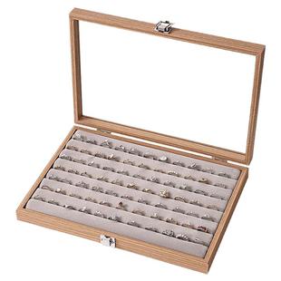 花梨木纹项链收纳盒首饰盒手链颈链珠宝饰品展示盒大容量带盖防尘