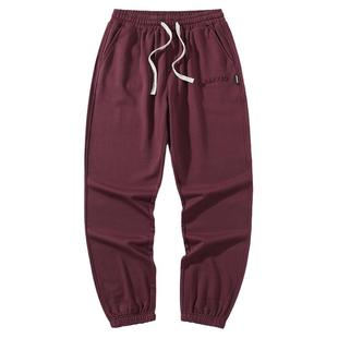 秋季加长裤子男高个子宽松收口运动裤115cm束脚卫裤110针织棉白色