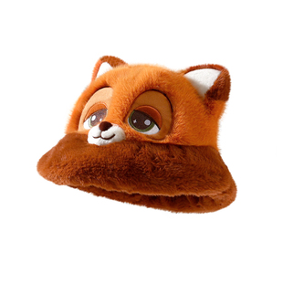 迪士尼火狐狸尼克帽子女渔夫帽2025新款秋冬季保暖毛绒盆帽显脸小