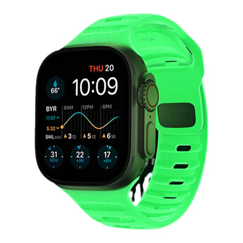 适用苹果手表applewatch ultra2氟橡胶3表带iwatch S9/10代11荧光8运动7智能6夏天5小众4创意3透气se男生腕带