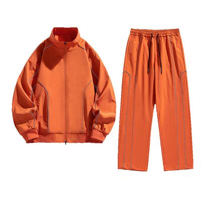 三枝梅花运动套装男立领夹克长裤