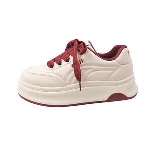 高级感百搭厚底小白鞋女小众板鞋2026新款春季爆款休闲运动面包鞋