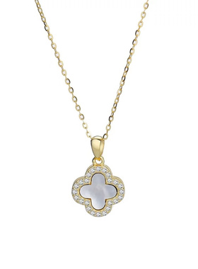 s925纯银高级四叶草锁骨链项链