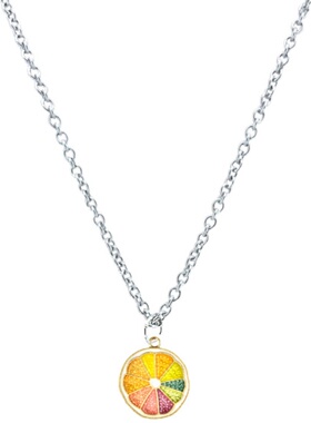 少女心彩色柠檬可爱水果吊坠项链