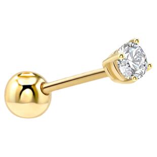 一撇一捺YPYN单只9K金耳钉女水晶耳骨钉小巧耳环闪耀商场同款首饰