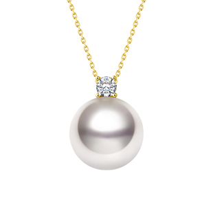 DOHX珠宝 akoya珍珠吊坠王妃款18K金镶钻海水珍珠锁骨项链送女友