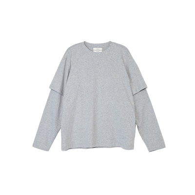 BasicMatch花灰色抗菌假两件T恤