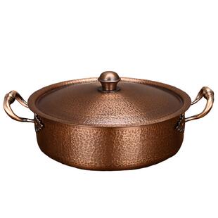 电磁炉铜火锅专用锅鸳鸯锅老式特厚火锅盆燃气平底手工家用复古锅