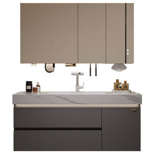 欧派浴室柜组合卫生间洗手盆柜岩板陶瓷无缝一体盆洗漱台洗脸盆柜