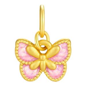 周大生黄金玫瑰花转运珠手链足金莫奈花园郁金香蝴蝶硬金节日礼物