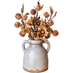 掬涵仿真花罂粟花干花栀子果枝摆件禅意花艺组合插花装饰花秋色