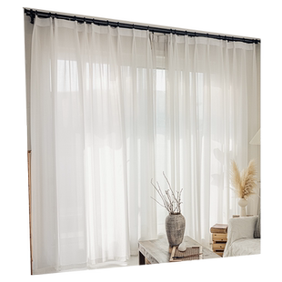 金刚纱帘客厅阳台白纱防刮防勾丝白色窗纱简约现代飘窗窗帘挂钩款