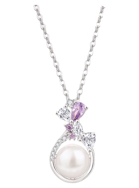 紫藤花珍珠项链女纯银小众