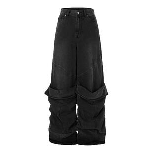 MOUSSY 2026早春新品街头潮酷风水洗阔腿牛仔长裤女028IAA11-1028