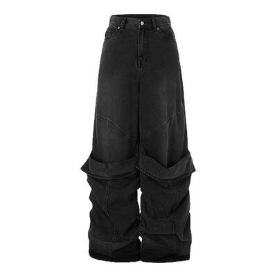 MOUSSY 2026春季新品街头潮酷风水洗阔腿牛仔长裤女028IAA11-1028