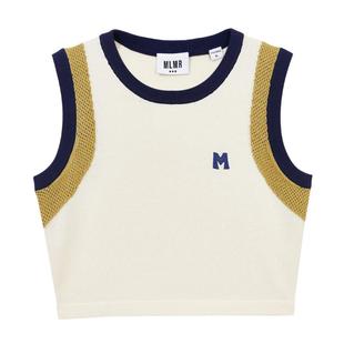 【新】MLMR25冬新款女士美拉德撞色字母刺绣美式背心马甲女款