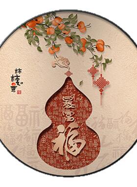 柿柿如意玄关装饰画寓意好新中式