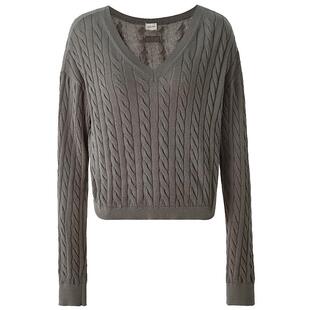 OCHIRLY欧时力  新疆棉套头针织衫上衣V领学院风空调衫春款尖货