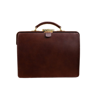 马骝手工 商务杜勒斯极简牛皮手提包男士单肩律师公文包定制名字