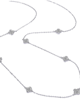 轻奢镶钻四叶草项链气质双层叠戴
