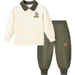 【米雷联名】英氏男童polo领卫衣套装2026春季儿童小宝男孩两件套