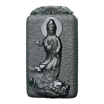 山水新疆和田玉青玉观音吊坠挂件