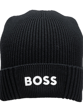 HugoBoss经典字母压花绒线帽