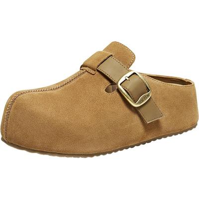 【焦糖慕斯】百思图25秋季新款复古勃肯鞋厚底增高休闲女外穿拖鞋