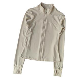 加绒运动服半高领裸感保暖瑜伽服长袖修身拉链健身运动外套女透气