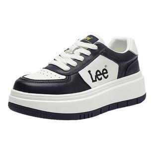 Lee女鞋厚底增高休闲板鞋2026新款百搭面包鞋女士真皮黑白熊猫鞋