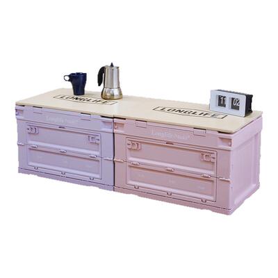 收纳箱折叠双开门透明储物箱子