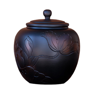 建水紫陶茶叶罐陶瓷密封罐家用小号复古散茶罐醒茶高档储存装半斤