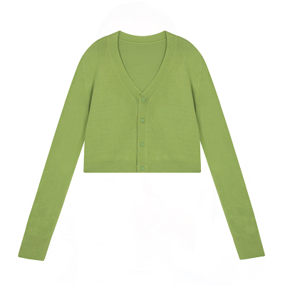 外套女针织开衫绿薄款领夏空调