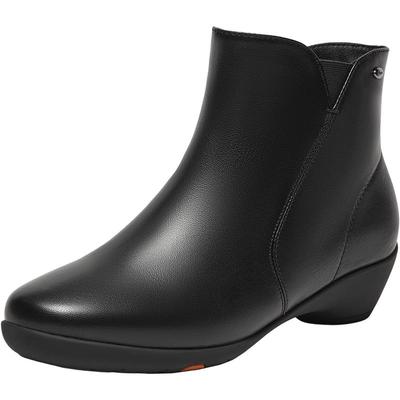 Bata时装靴女2025冬商场新款软底羊皮通勤粗跟加绒短筒靴AGW40DD5