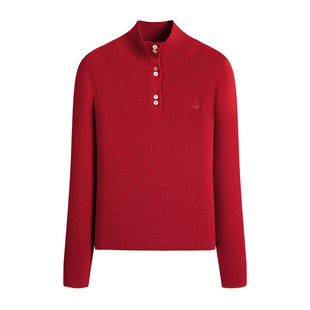 Navigare意大利小帆船2025秋季新款半开领羊绒毛衣女士针织羊毛衫