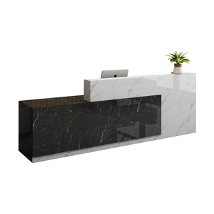 前台接待台收银台简约现代大气烤漆公司吧台仿大理石纹商场服务台