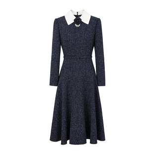 朗姿集团MOJO AVENUE莫佐香风波点连衣裙女复古学院风优雅收腰A字