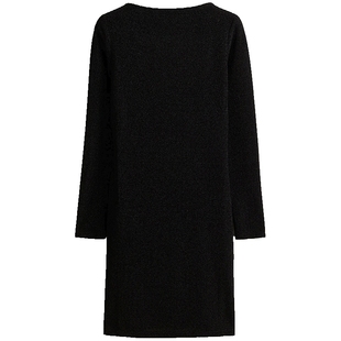 HM女装连衣裙冬季一字领修身显瘦气质法式礼服长袖长裙1249589