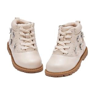 戴维贝拉儿童皮靴2025冬季新款女童靴子中大童马丁靴保暖宝宝鞋子