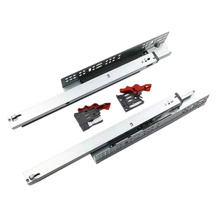 新款三节托底隐藏滑轨 橱柜抽屉阻尼底装导轨 按压反弹暗藏式轨道