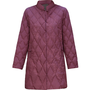 中年妈妈冬装羽绒服40岁50中老年女外套秋冬洋气中长款白鸭绒反季