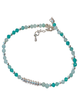 风与路人气质小巧蓝色串珠手链女