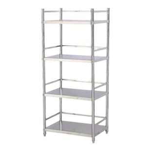 不锈钢厨房置物架四层微波炉烤箱架三层落地收纳储物放锅碗碟架子