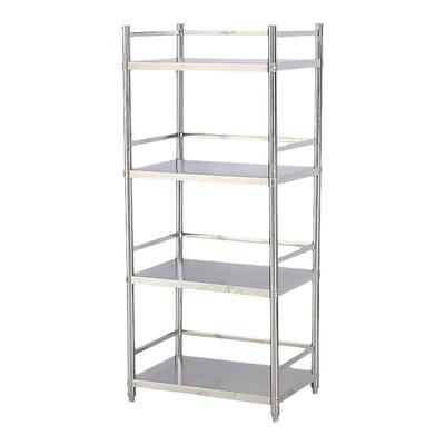 落地四层厨房置物架带围栏不锈钢