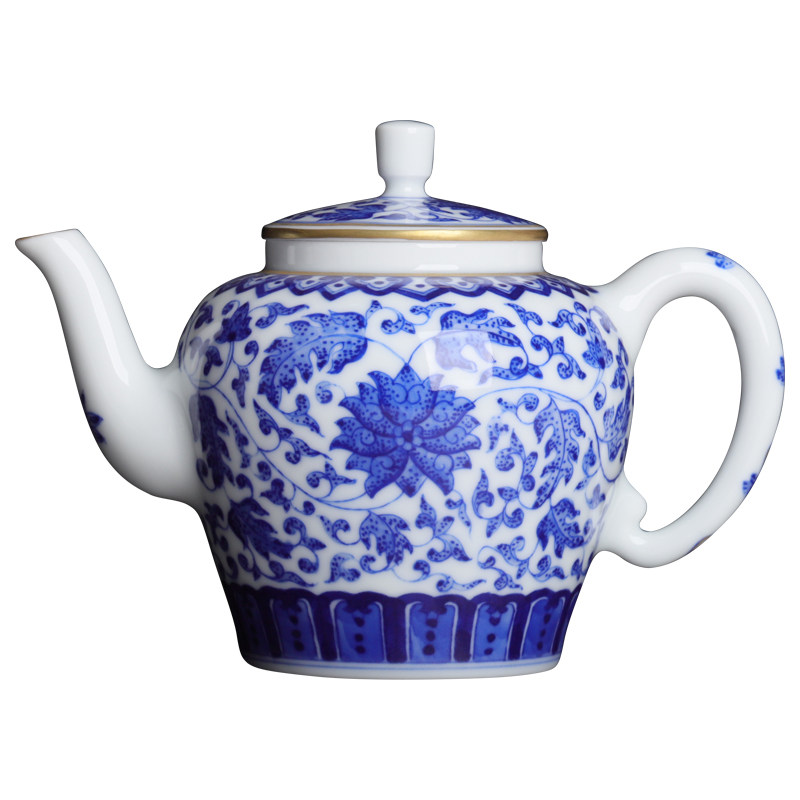 台湾自慢堂瓷器青花缠枝莲吉祥壶