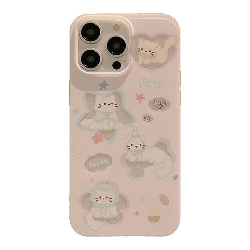 网红ins可爱粉星星猫咪iPhone17promax苹果14手机壳13闪粉12硅胶11适用15PLUS少女软16pro保护套18promax