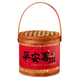 春节中式新年包装盒礼盒竹编篮手提篮子年货腊味坚果饼干糖果送礼