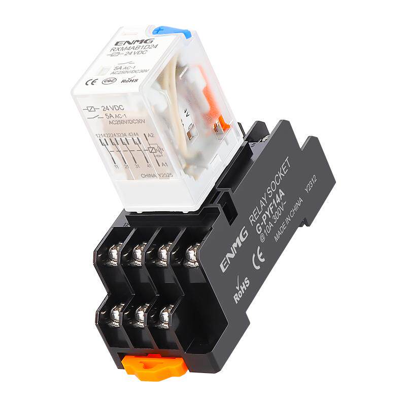 恩爵小型中间继电器RXG11D24带测试220v交流直流薄型模块底座24v