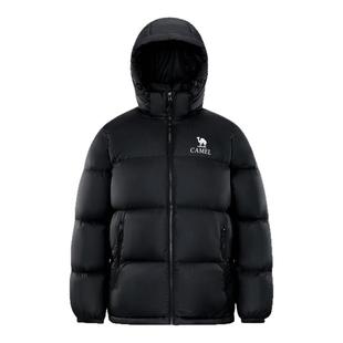 骆驼小太阳男装羽绒服男冬季外套短款2025年新款黑色加厚面包服